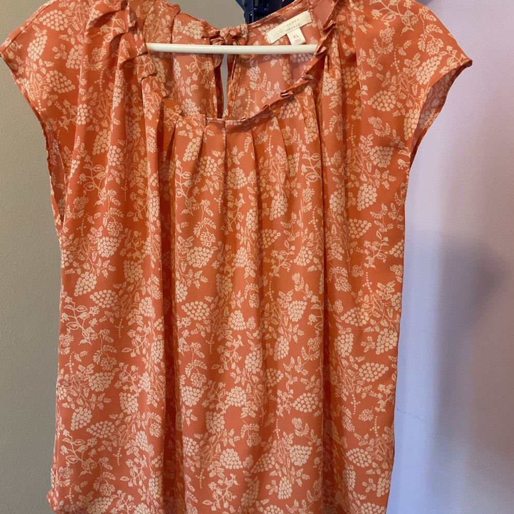 LC Lauren Conrad Coral Floral Blouse